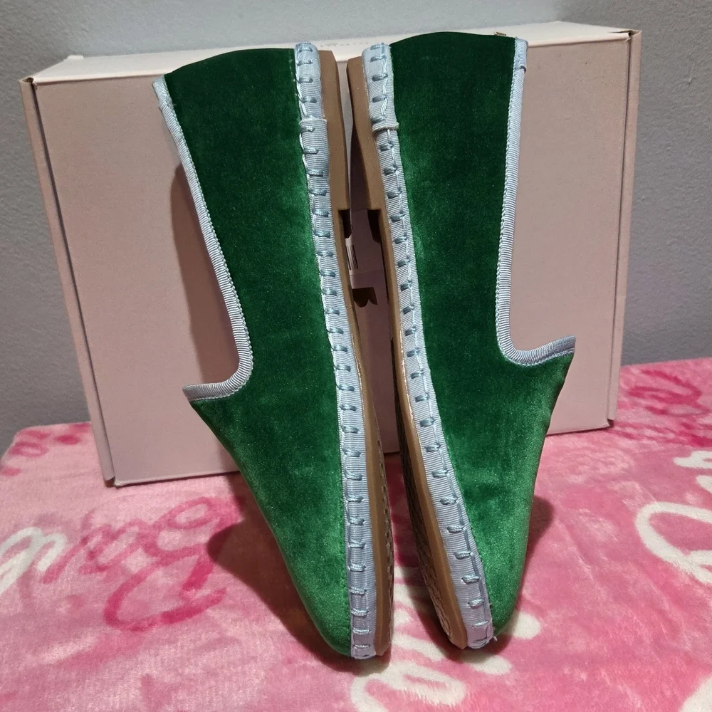 Women's Birdies Heron Kelly Green Velvet Loafer, Size 7.5 - Picture 5 of 8